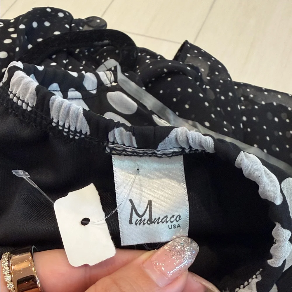 Black Polka Dot Halter Chiffon Maxi Dress Open Back - Picture 6 of 8